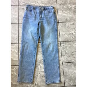 Duluth Trading Co Womens Straight Leg High Rise Jeans Light Wash Size 12 Long